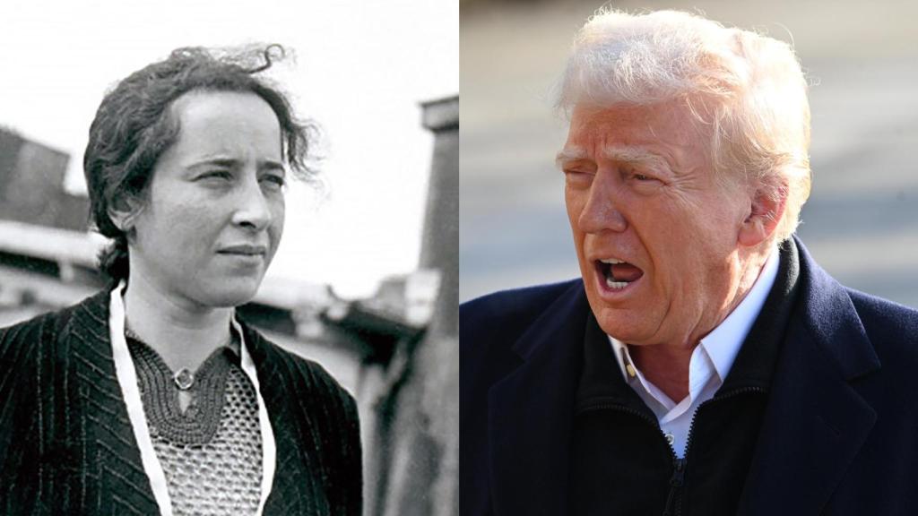 Hannah Arendt (Foto: Levan Ramishvili) y Donald Trump (Foto: Kyle Mazza / TheNEWS2 via ZUMA Pre / DPA)
