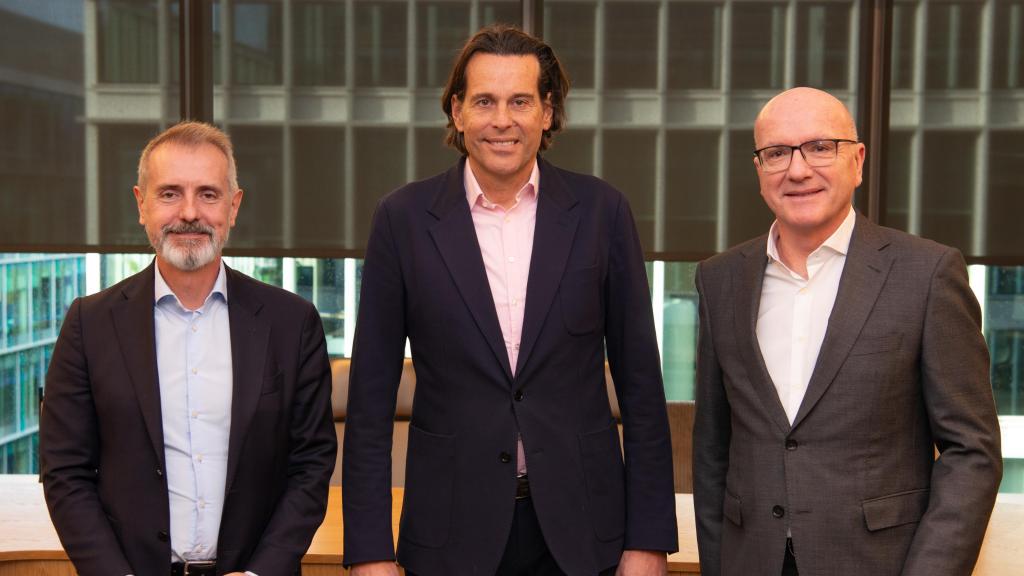 Marc Murtra, presidente de Telefónica; Lutz Schüler, consejero delegado de VMO2, y Ángel Vilá, consejero delegado de Telefónica.