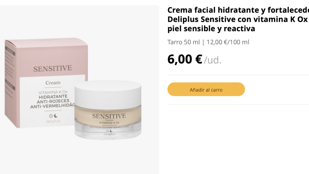 Crema facial hidratante y fortalecedora Deliplus Sensitive.
