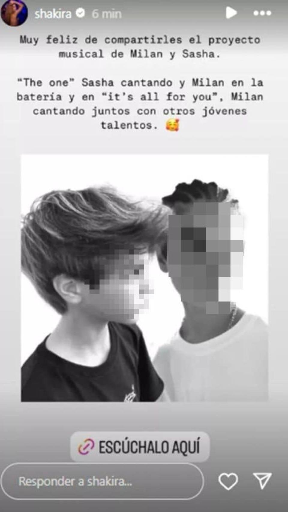 Shakira promocionando el proyecto de sus hijos en un 'stories' de Instagram.