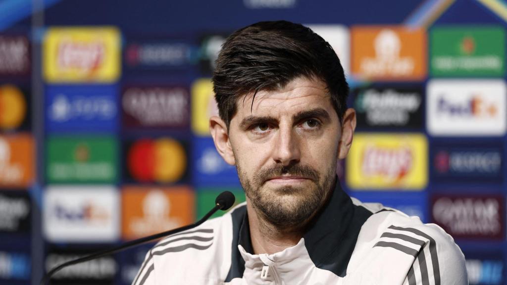 Courtois, en la rueda de prensa previa al partido ante el Brest.