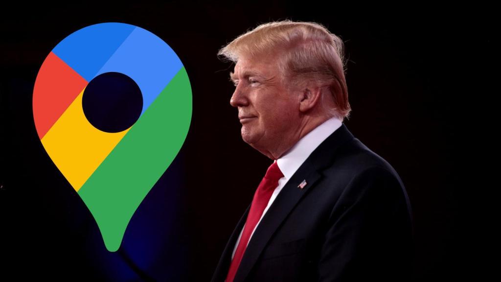Donald Trump en una fotografía de archivo con el logotipo de Google Maps