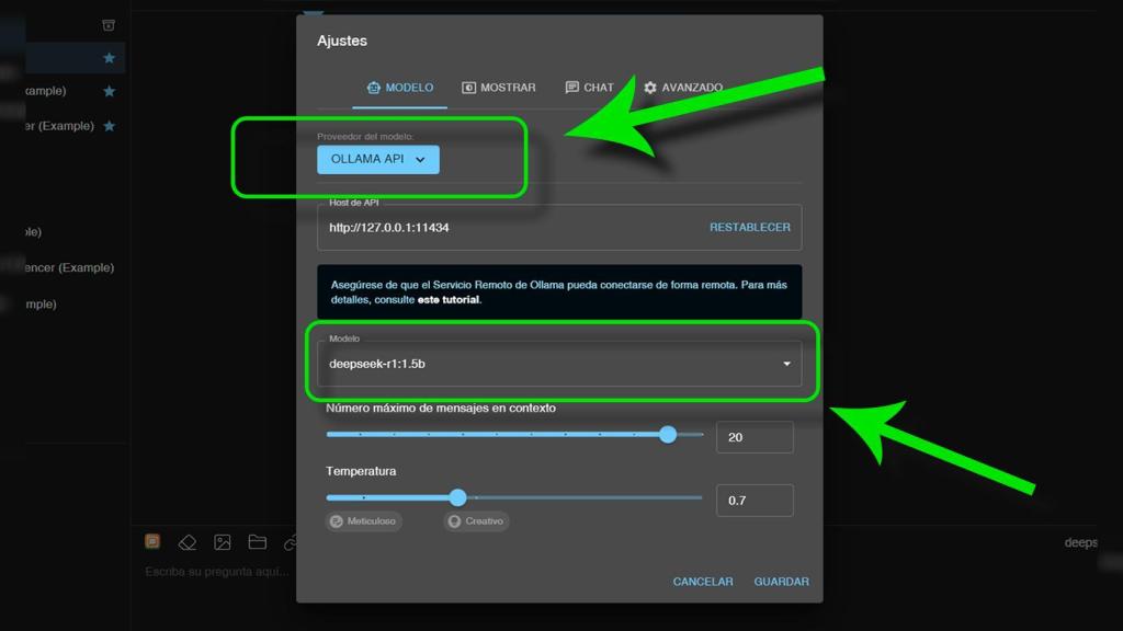 Los dos ajustes en la app Chatbox AI