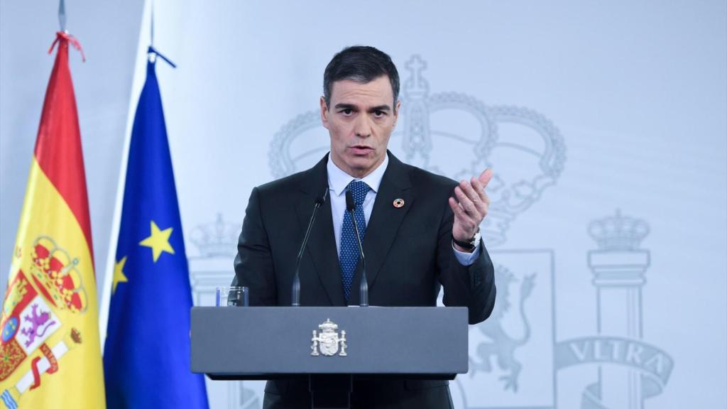 El presidente del Gobierno, Pedro Sánchez, este martes en la Moncloa.