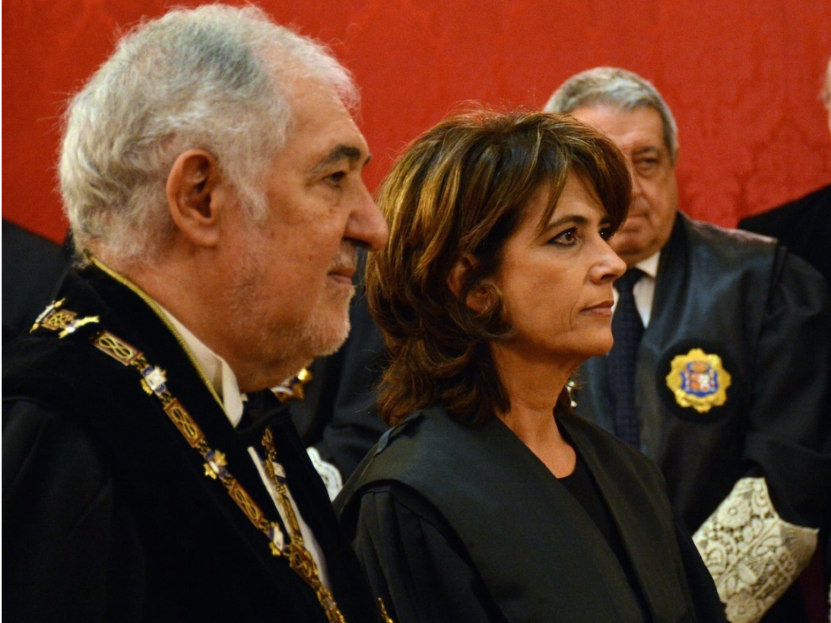 Cándido Conde-Pumpido y Dolores Delgado, en una imagen de archivo en el Tribunal Supremo./
