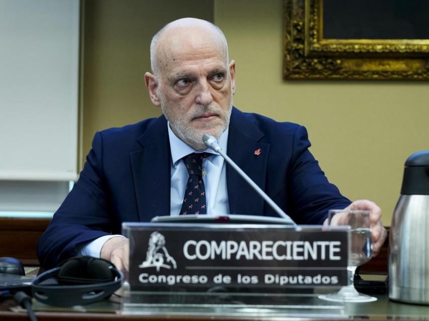 El presidente de LaLiga, Javier Tebas, durante una comparecencia ante la Comisión de Igualdad del Congreso.