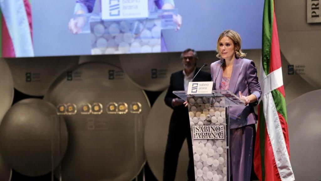 La presidenta de la fundación Sabino Arana y miembro de la Ejecutiva del PNV, Mireia Zárate, en la gala de entrega de los premios homónimos, este domingo en Bilbao.