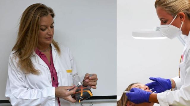 La doctora Araceli González se prepara para inyectar PDRN en una paciente.