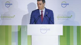 El presidente del Gobierno, Pedro Sánchez, presenta el Tercer Día del Hidrógeno de Enagás este miércoles en Madrid.