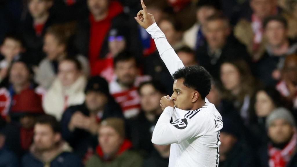 Rodrygo celebra su gol contra el Brest.