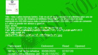 Whatsapp de Víctor de Aldama a Carlos Moreno, jefe de Gabinete de María Jesús Montero, encontrado por la UCO en el móvil encriptado del empresario.