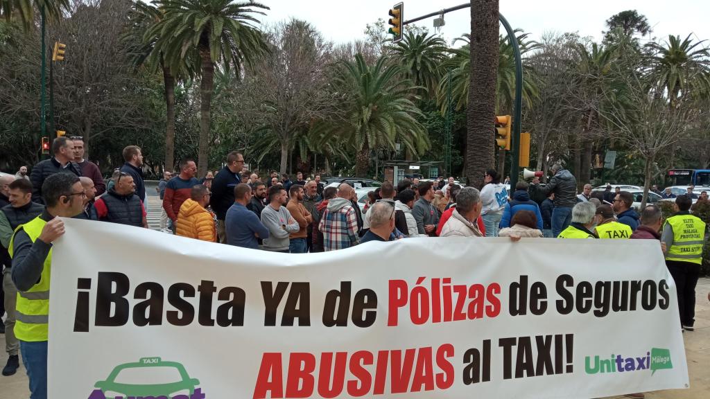Imagen de la pancarta de los taxistas