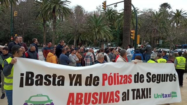 Imagen de la pancarta de los taxistas