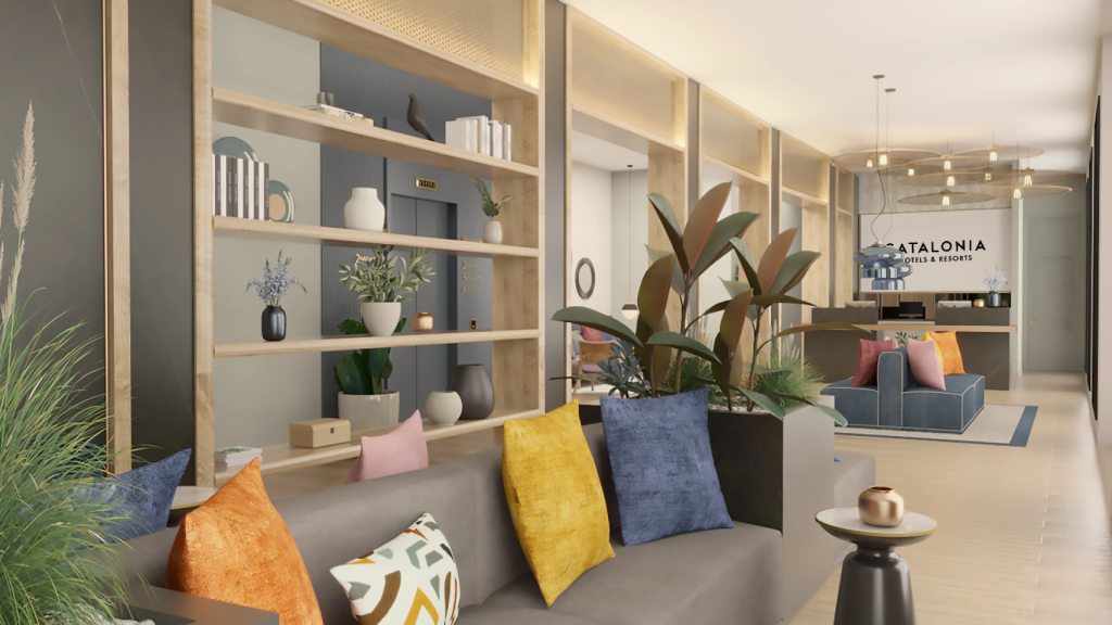 Infografía del interior del nuevo hotel de Catalonia en Málaga.