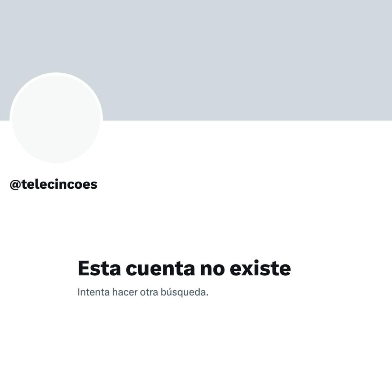 Imagen de la cuenta de Telecinco en X cerrada.