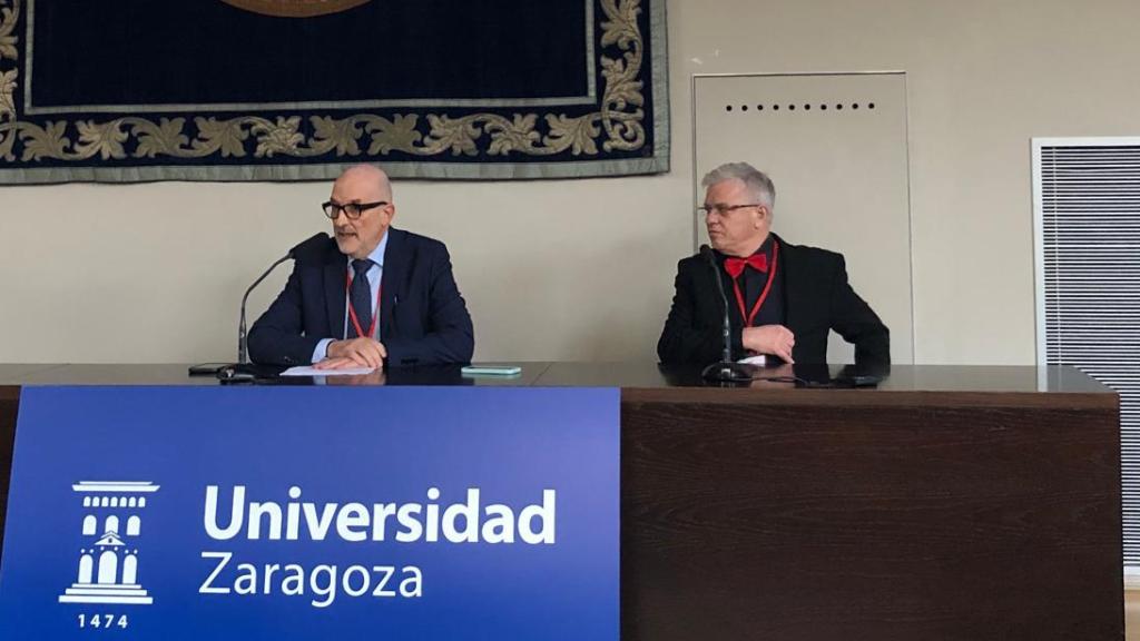 El director científico del IIS Aragón, Ángel Lanas Arbeloa, y el jefe del Centro Integrado de Prevención del Cáncer en el Centro Médico Sourasky (Tel Aviv), Nadir Arber