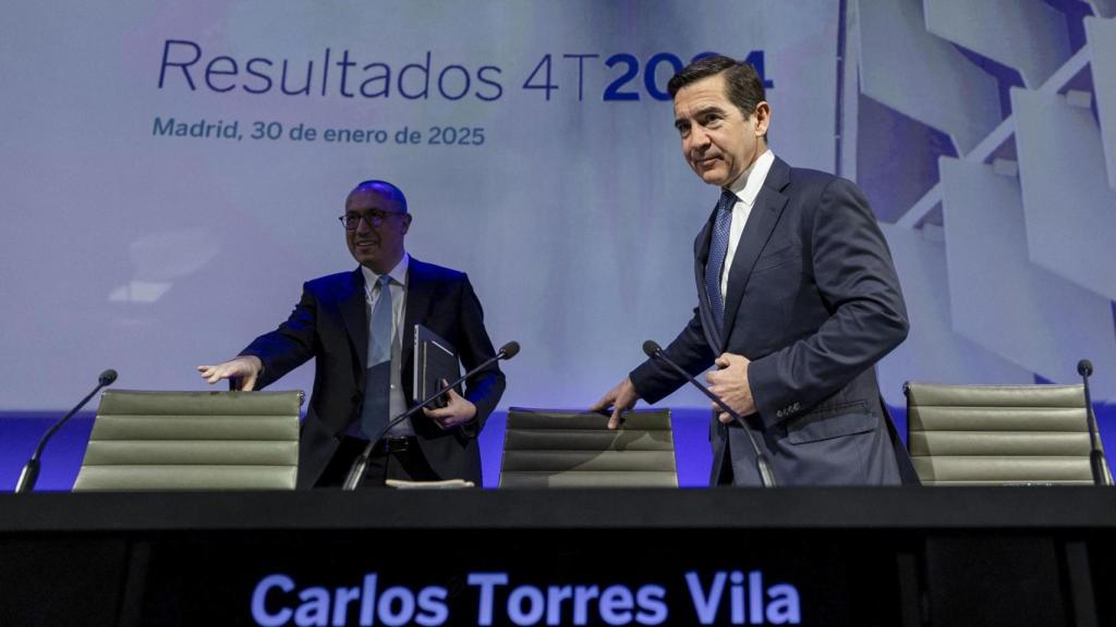 Carlos Torres, presidente del BBVA, durante la presentación de los resultados del ejercicio 2024 de la entidad.