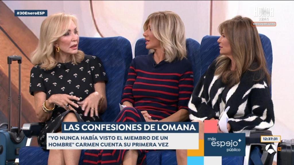 Carmen Lomana habla con Susanna Griso y Gema López