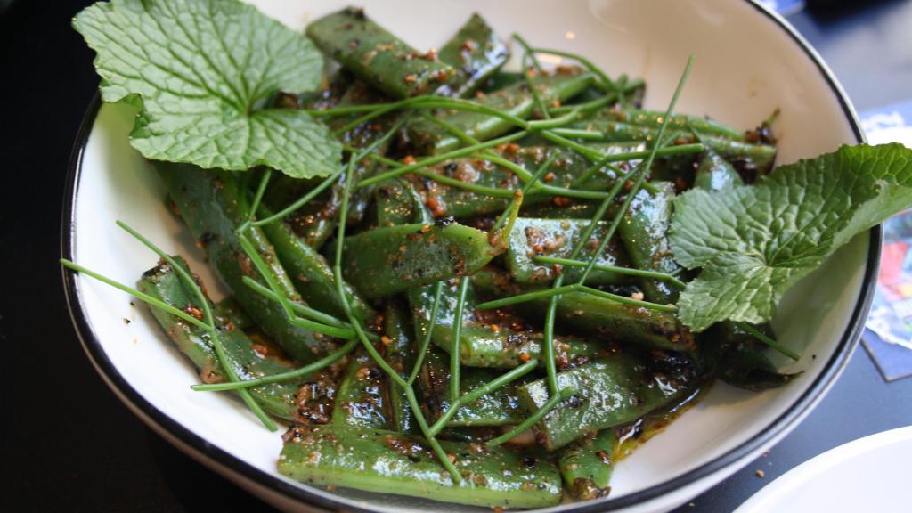 Judías con crema de jamón.