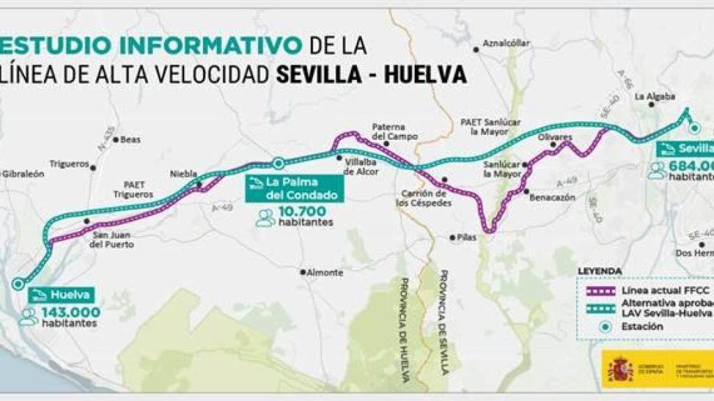 El proyecto de AVE entre Sevilla y Huelva