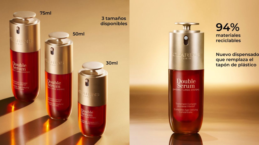 Clarins Double Serum Antiarrugas y antiedad lujo.