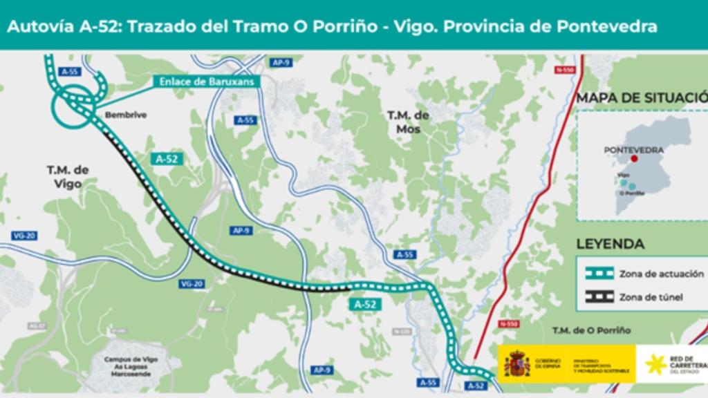 Trazado de la A-52.