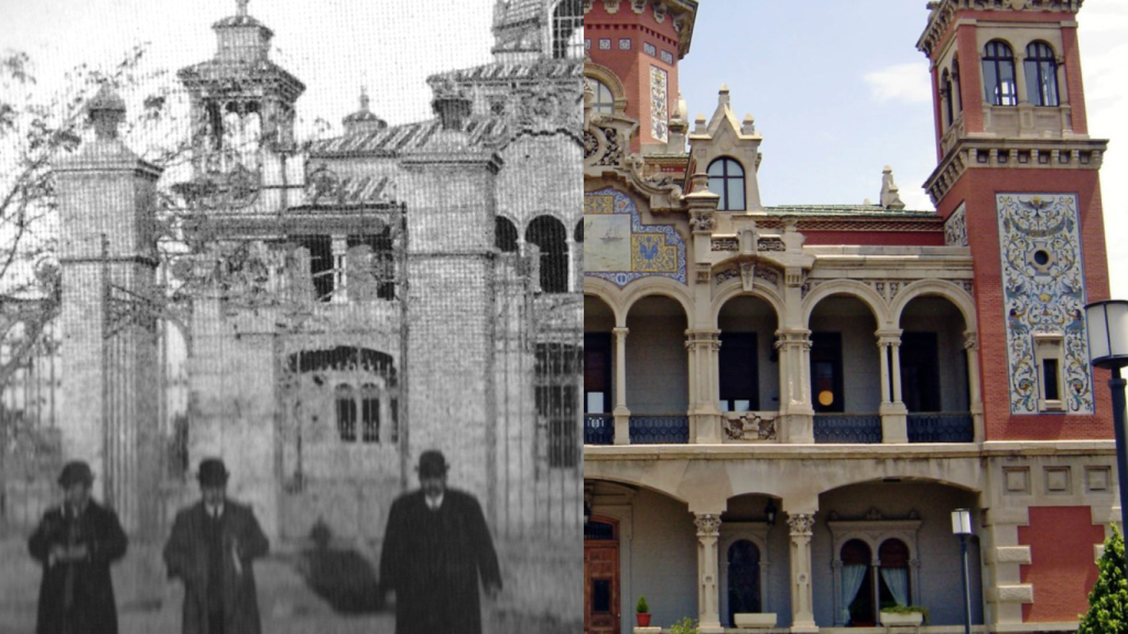 El palacio de Larrinaga, en sus inicios y en la actualidad.