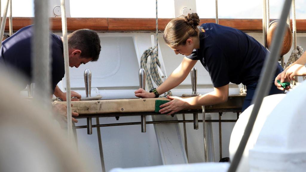 La Princesa realizando labores de limpieza.