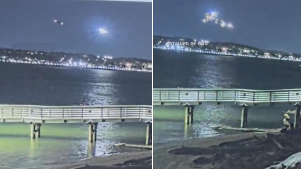 Fotogramas del accidente aéreo sobre Washington DC obtenidos por la CNN