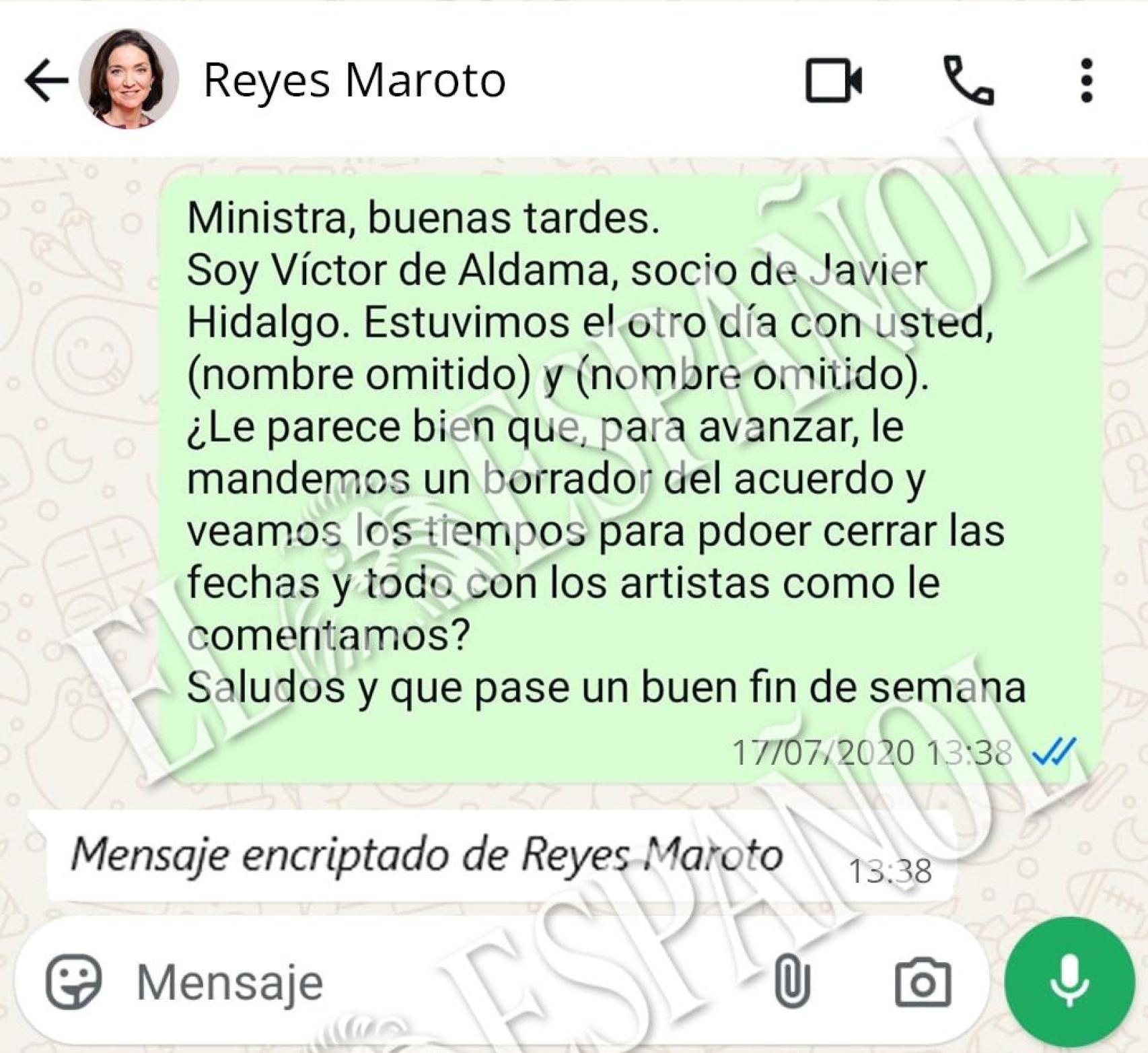 Mensajes entre Aldama y Maroto sobre reuniones con Javier Hidalgo, de Air Europa, conseguidos por EL ESPAÑOL