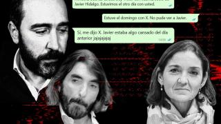 Víctor de Aldama, Javier Hidalgo, Reyes Maroto y la recreación de la conversación por WhatsApp