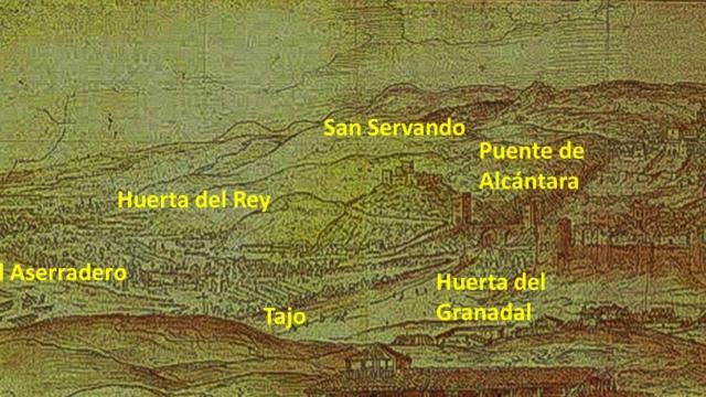 Fragmento de la Vista de Toledo en 1563 de Anton van den Wyngaerde.