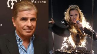 Pedro Ruiz en una imagen de archivo y Melody en la final del Benidorm Fest 2025.