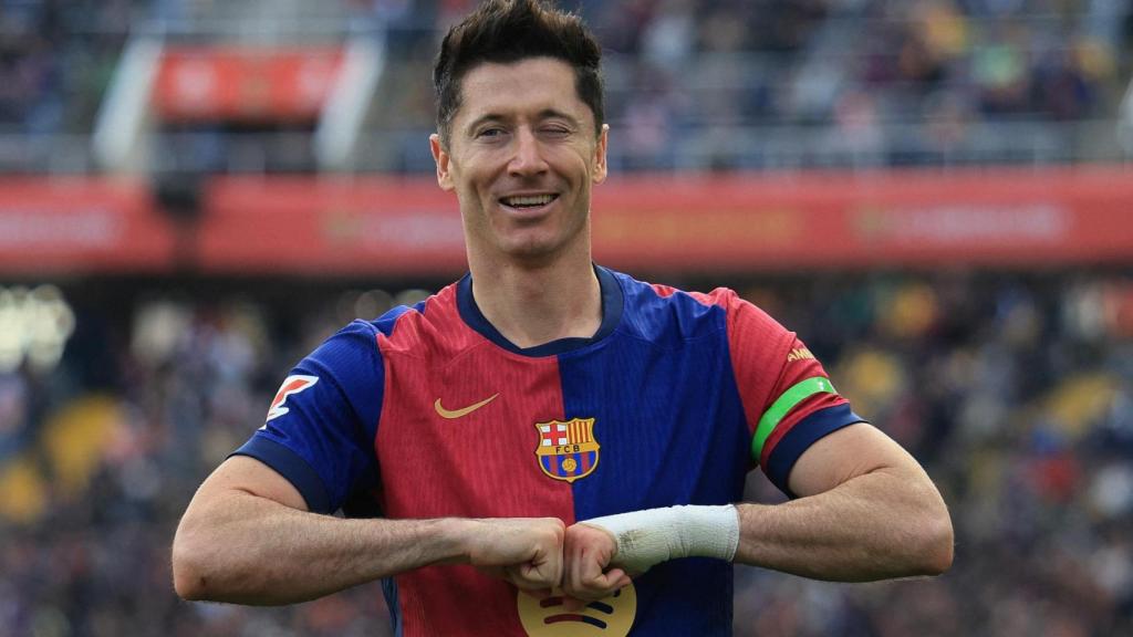 Lewandowski, con su celebración habitual.