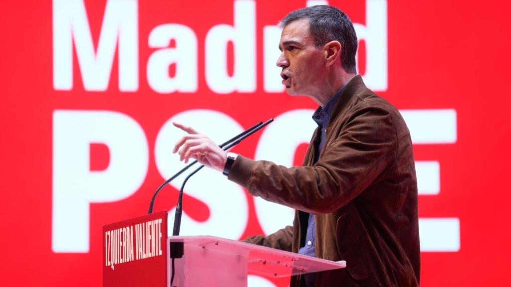 Pedro Sánchez, este domingo en Leganés, Madrid.
