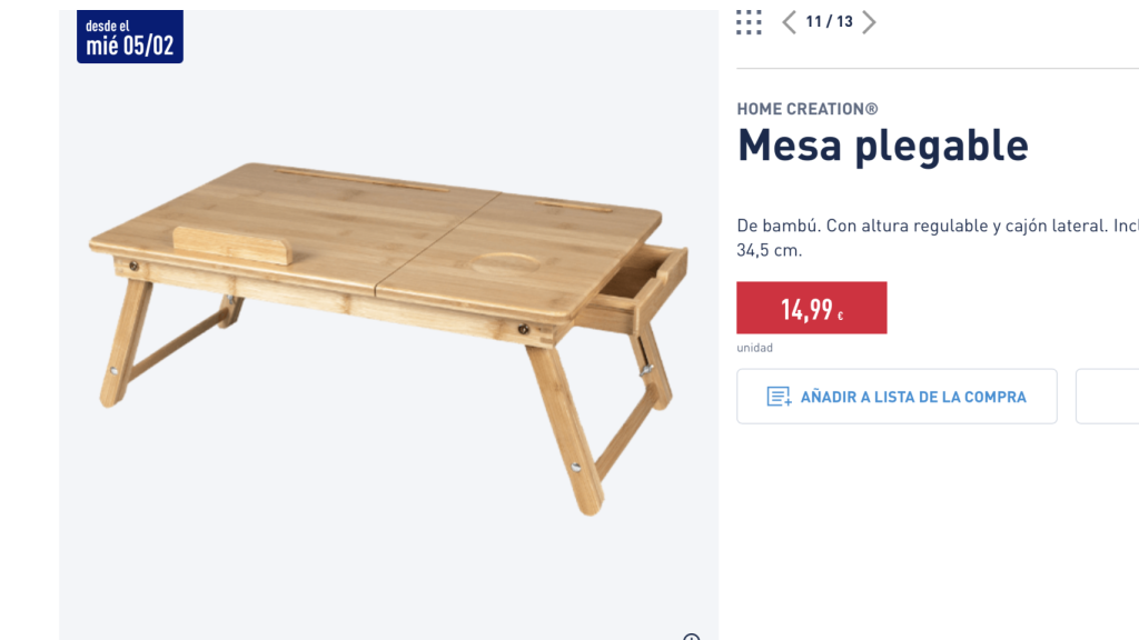 Mesa plegable.