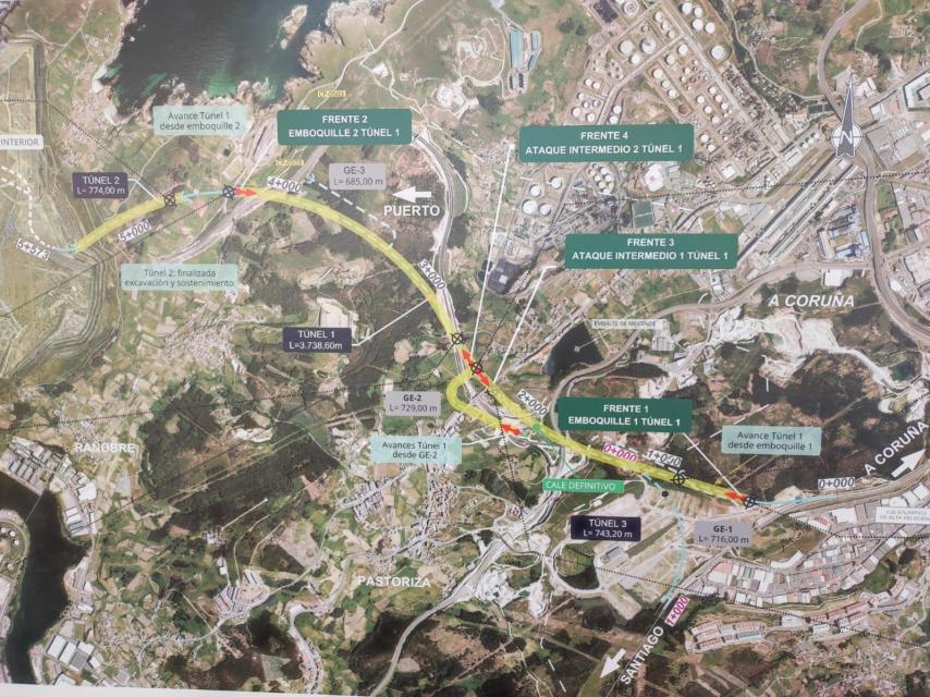 Plano del proyecto de conexión ferroviaria a punta Langosteira.