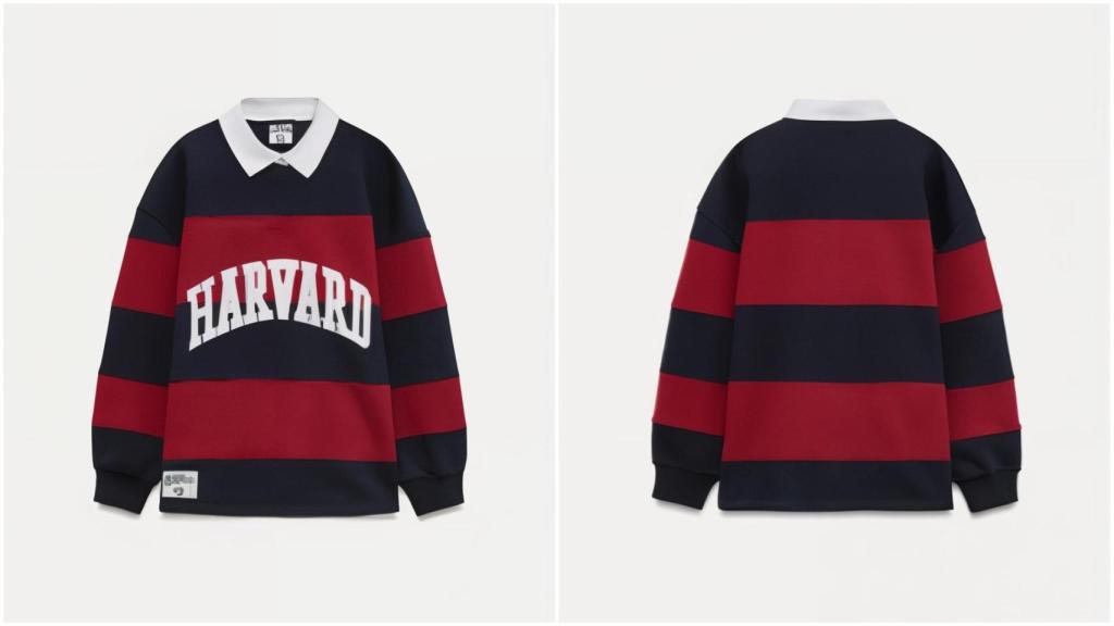 Sudadera cuello polo con rayas.