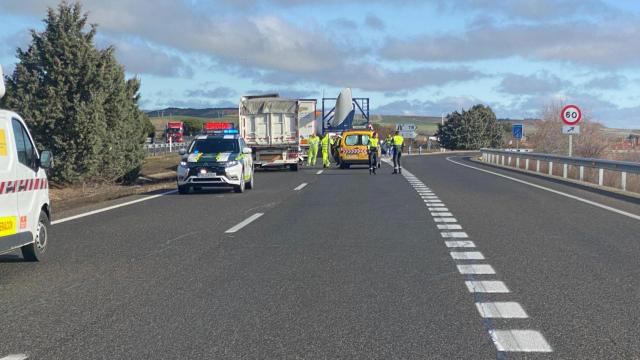 Imagen del accidente entre camiones en la A-62