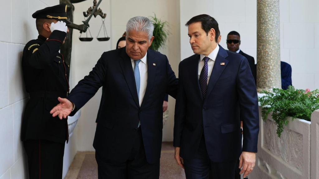 José Raúl Mulino, presidente de Panamá, y Marco Rubio,  secretario de Estado de EEUU, el pasado febrero.