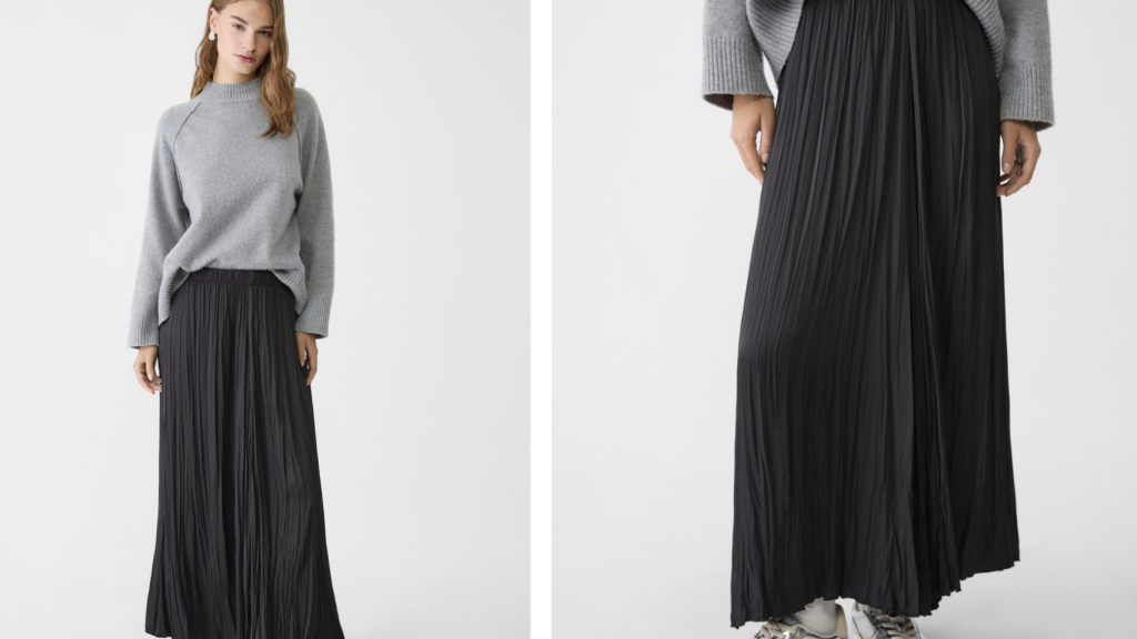 Falda fluida larga satinada.