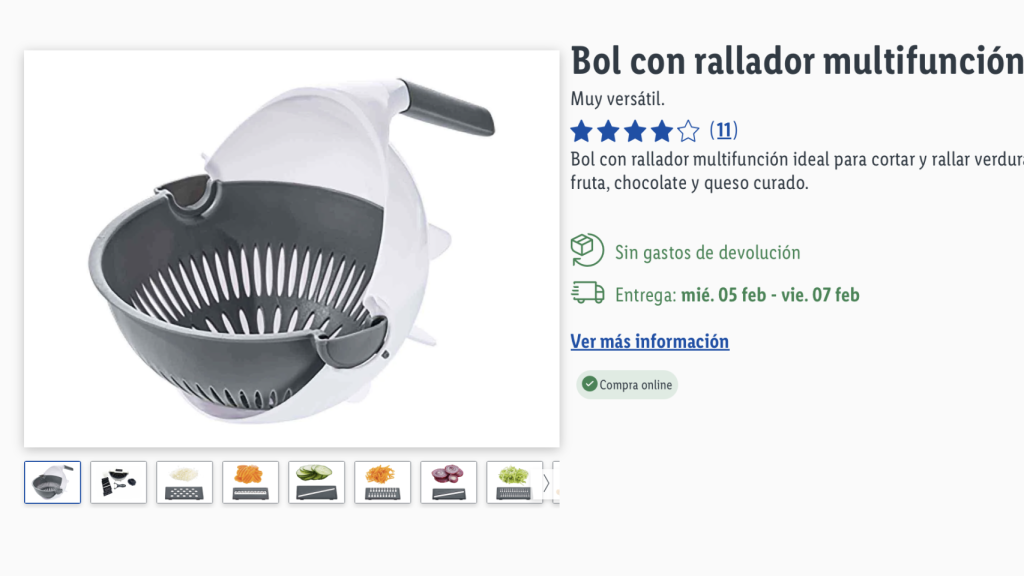 Bol con rallador multifunción.
