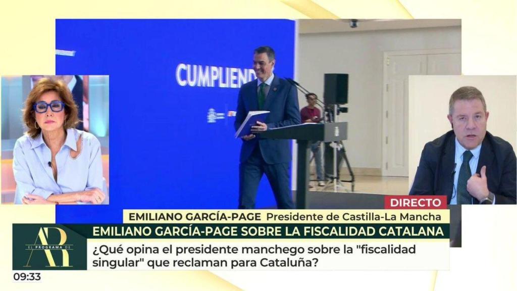 Emiliano García-Page ha sido entrevistado este martes por Ana Rosa Quintana en Telecinco.