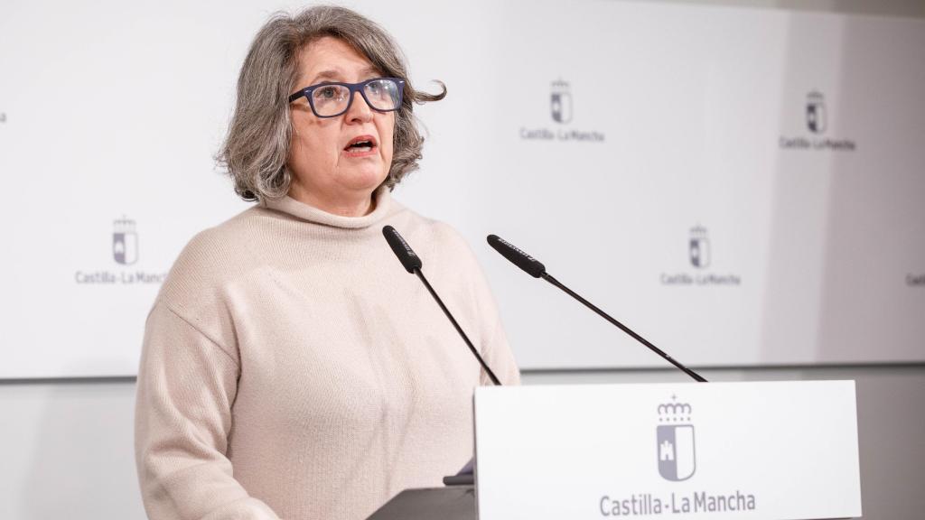Mercedes Gómez, consejera de Desarrollo Sostenible de Castilla-La Mancha, este martes en rueda de prensa.