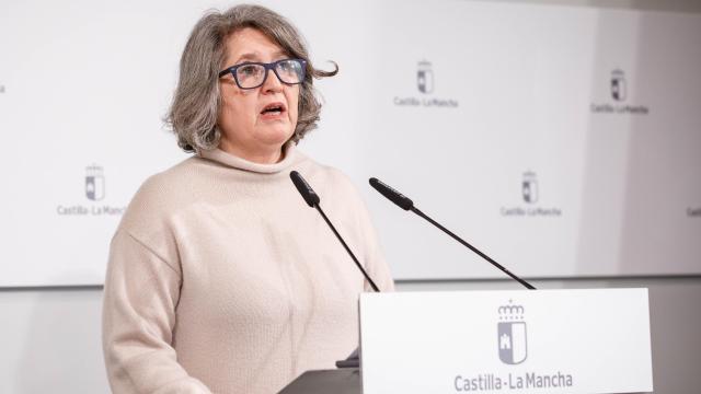 Mercedes Gómez, consejera de Desarrollo Sostenible de Castilla-La Mancha, este martes en rueda de prensa.