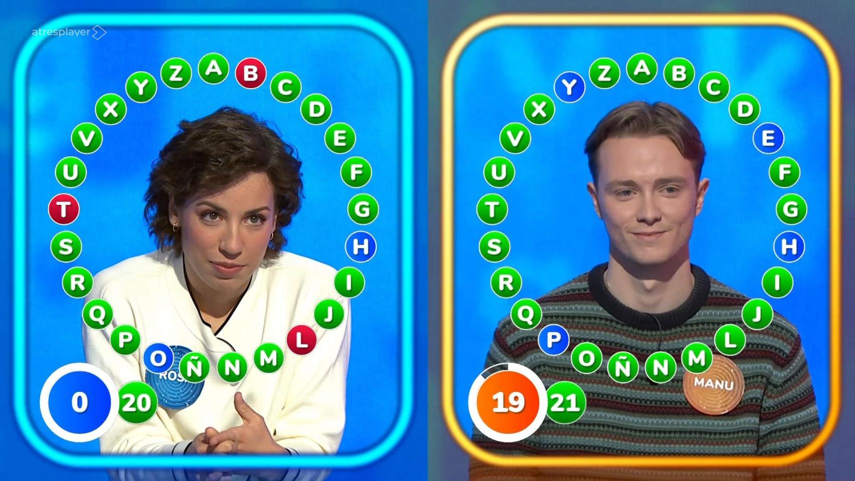 Rosa y Manu en ‘Pasapalabra’.