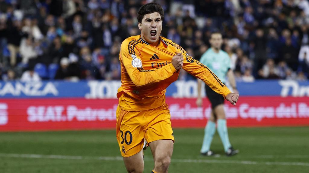 Gonzalo García celebra el gol de la victoria ante el Leganés.