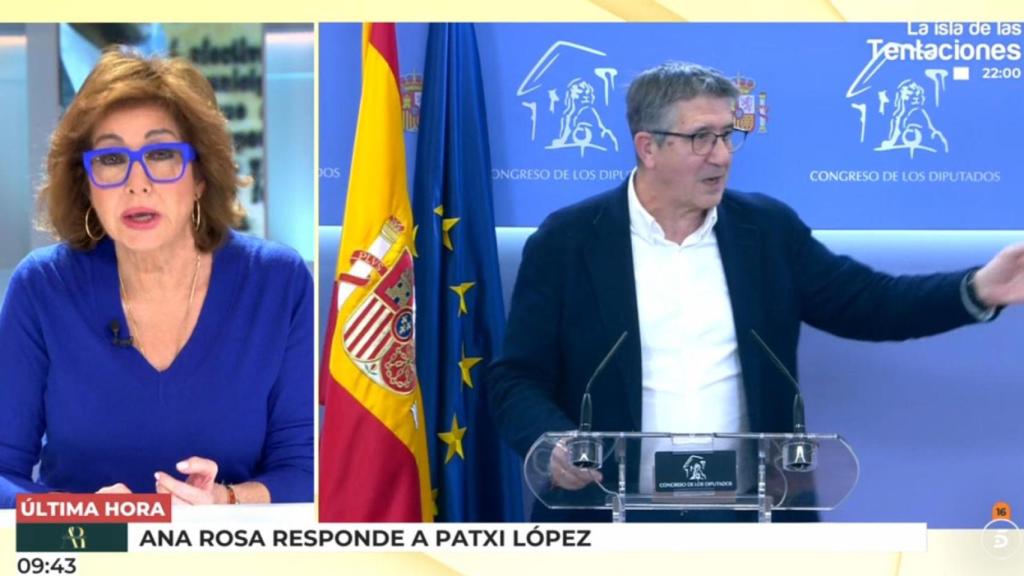 Ana Rosa ha respondido este miércoles desde Telecinco al ataque de Patxi López en el Congreso.