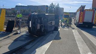 Imagen del espectacular vuelco en Burgos