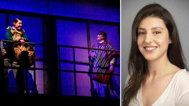 Raquel Varela a la izquierda en Chavela con Rozalén y un retrato de ella a la derecha.